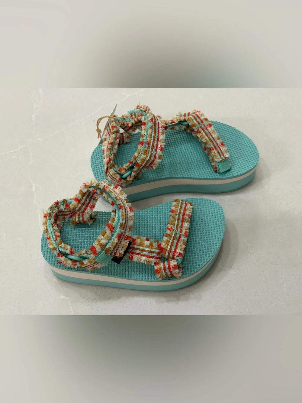 Teva Kids Midform Fray Platform Sandals Frazier Cascade Multi Size 8